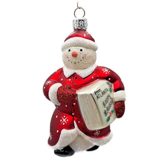 Ornament Patricia Breen Special Delivery Red Atlanta Snowman Christmas Signed