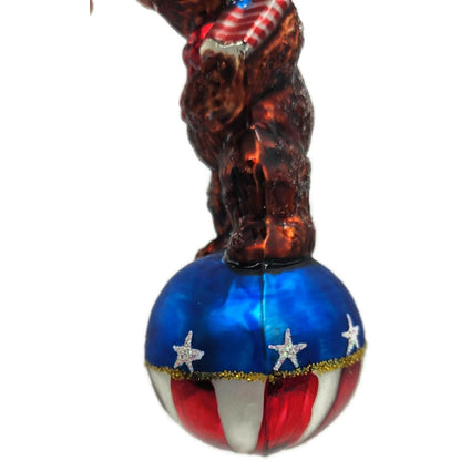 Christopher Radko Teddy For President Patriotic Bear Christmas Ornament July 4th