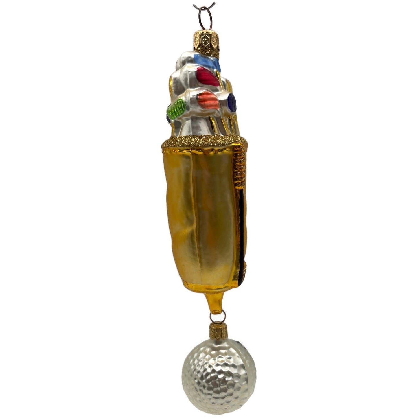 Patricia Breen Golf Bag and Ball Gold Matte Sports Christmas Tree Ornament