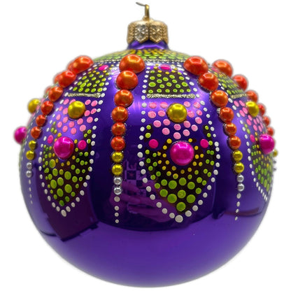 Glitter Lab Purple Mandala Ball Polka Dots Green Orange Christmas Tree Ornament
