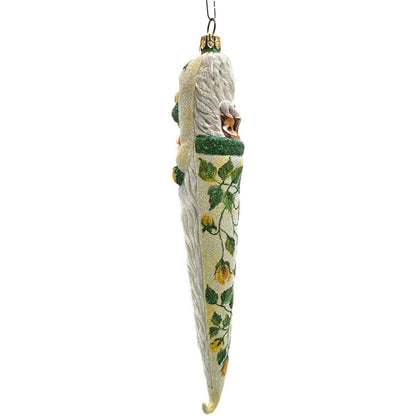 Patricia Breen Bowman Santa Yellow Roses Green Trim Spring Christmas Ornament