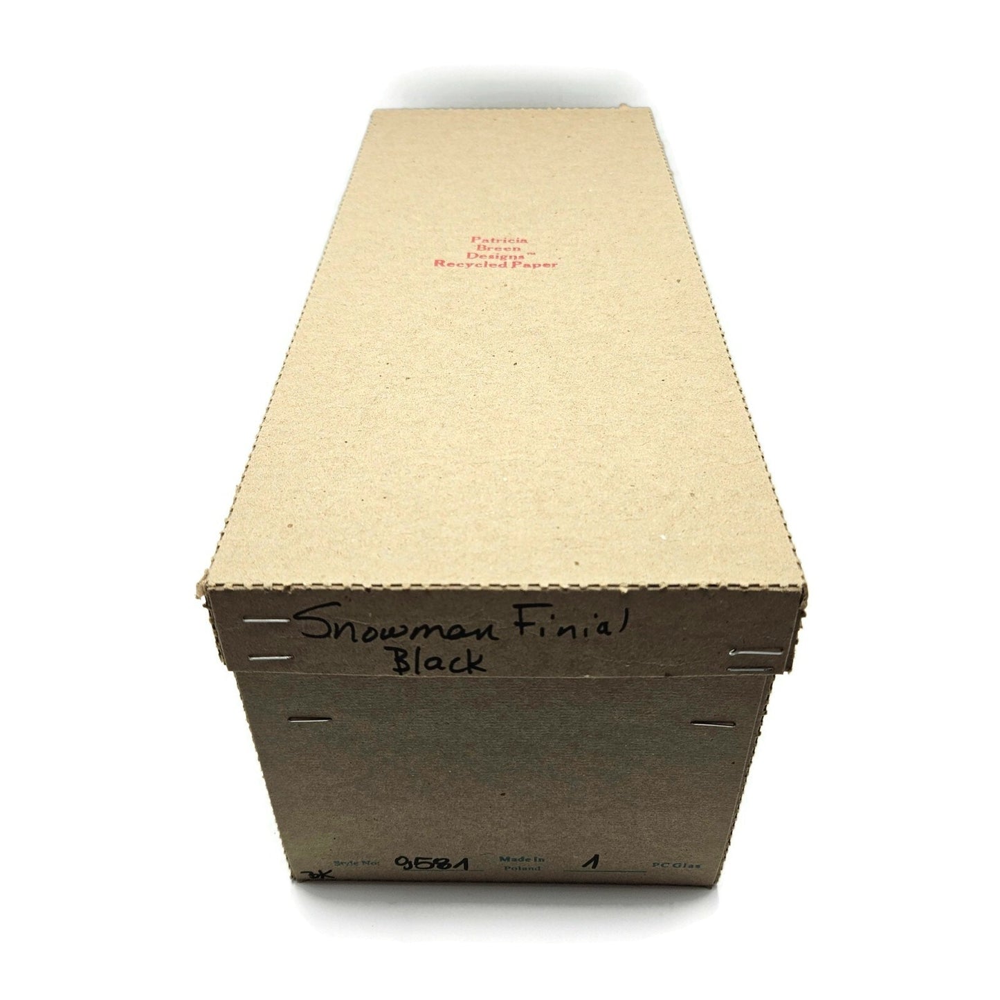 Patricia Breen Snowman Finial Black Glittered Snow Christmas Holiday Tree Topper