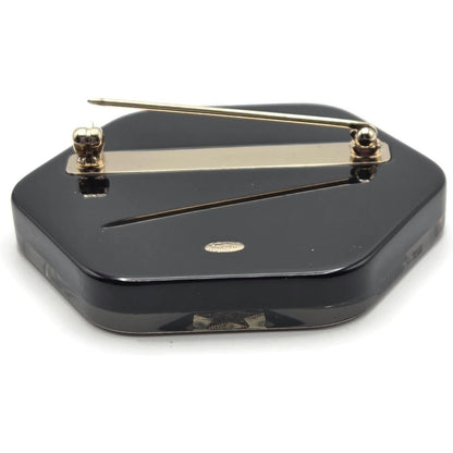 Chanel CC Logo Ski Brooch Black White Gold Snowflake Star Trees 2018 18B Rare