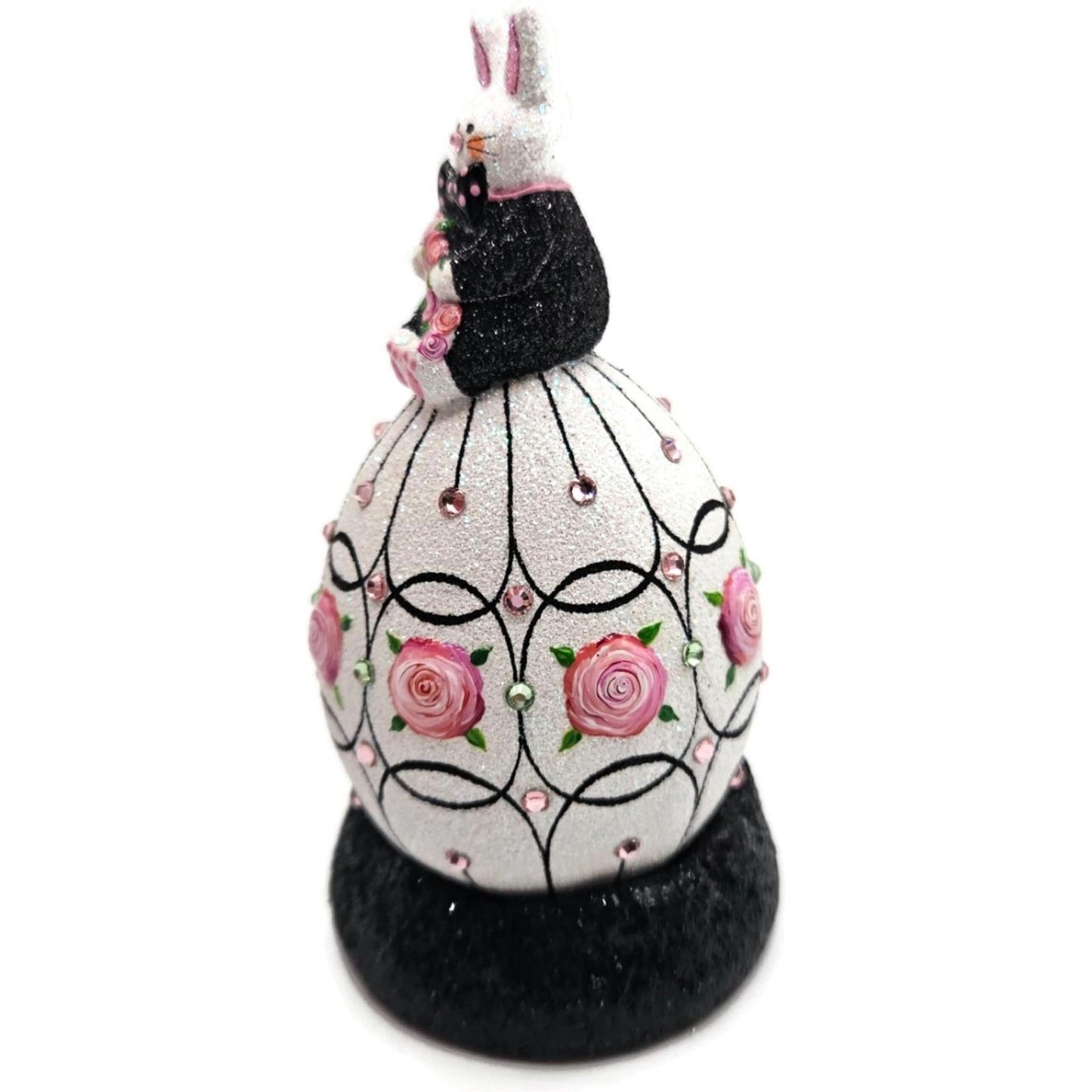 Patricia Breen A Most Elegant Bunny Cachette Black Floral Easter Holiday Signed