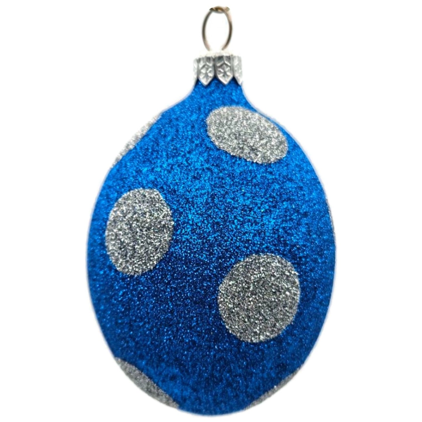 Patricia Breen Egg Blue Silver Polka Dot Easter Christmas Tree Ornament TCS