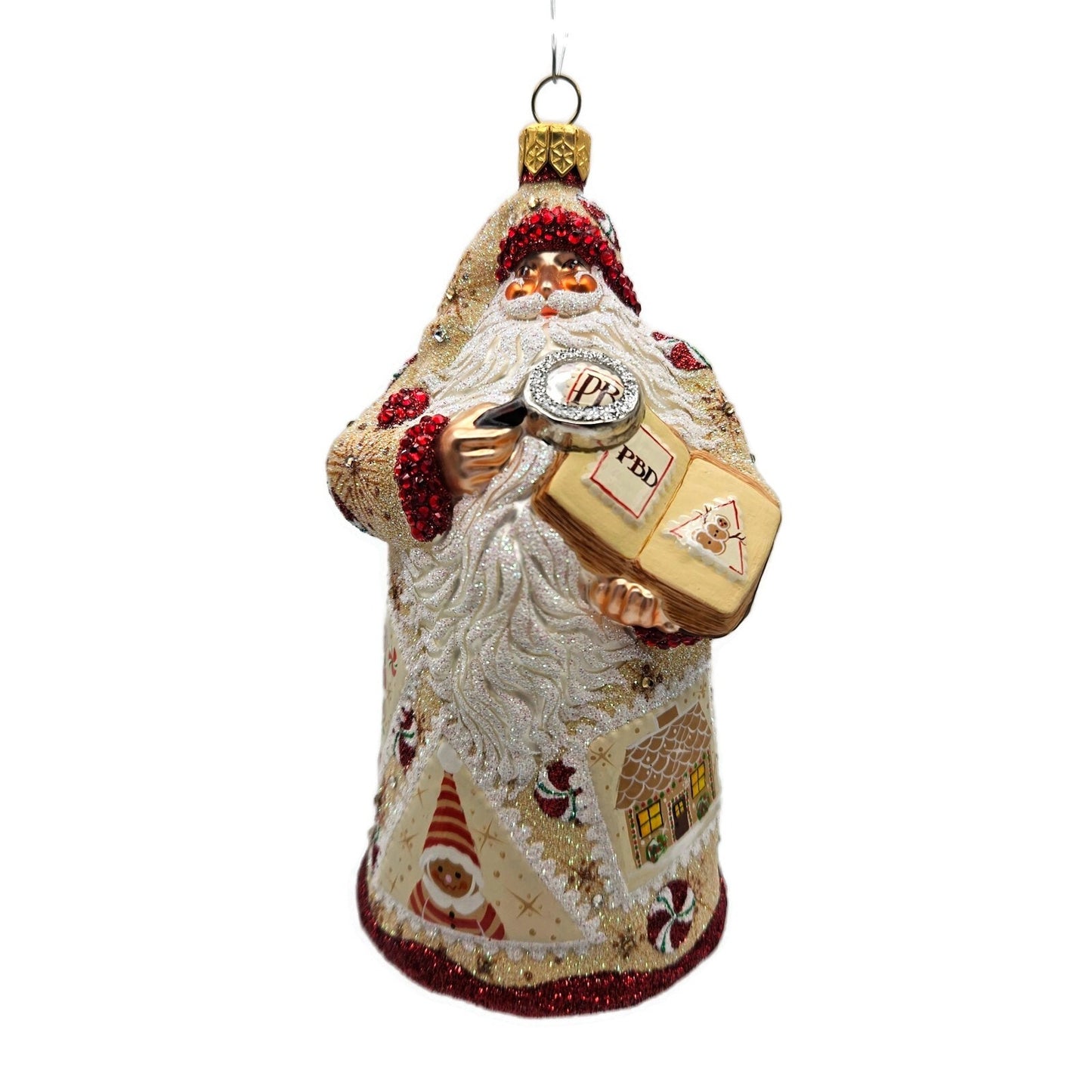 Patricia Breen Evans Santa Gingerbread Peppermint Red Crystal Christmas Ornament