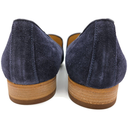 Churchs Flora 2 Dark Blue Suede Loafers Crown Embroidered Luxury Shoes Rare
