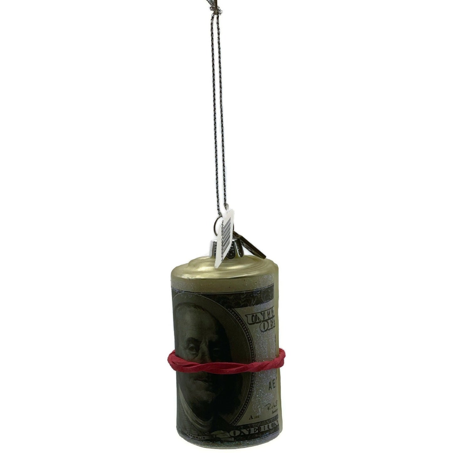 $100 Dollar Bills Money Cash Ornament Glass Benjamin Franklin Christmas Decor