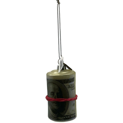$100 Dollar Bills Money Cash Ornament Glass Benjamin Franklin Christmas Decor