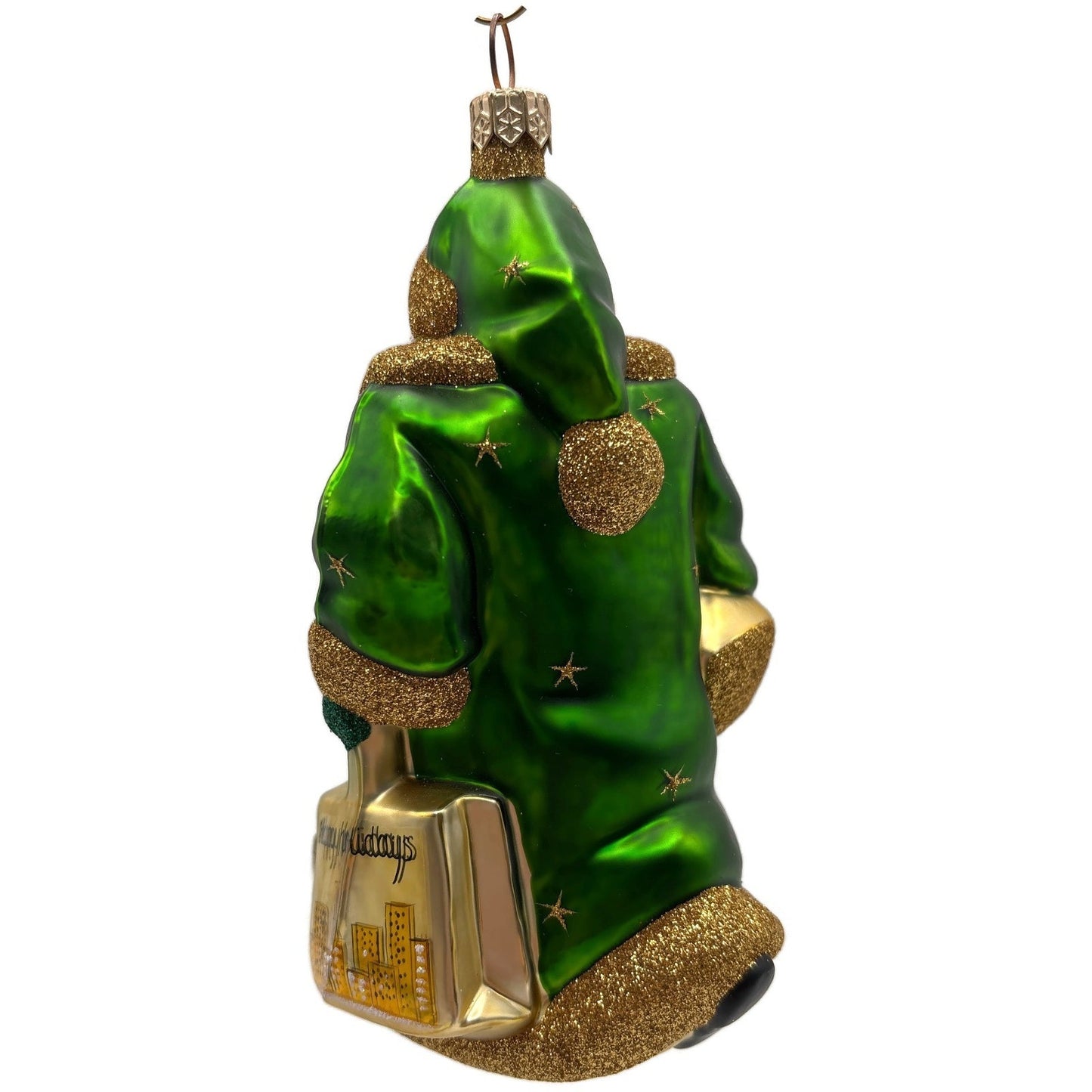 Patricia Breen City Santa Claus Green Ethnic Gold Stars Christmas Tree Ornament