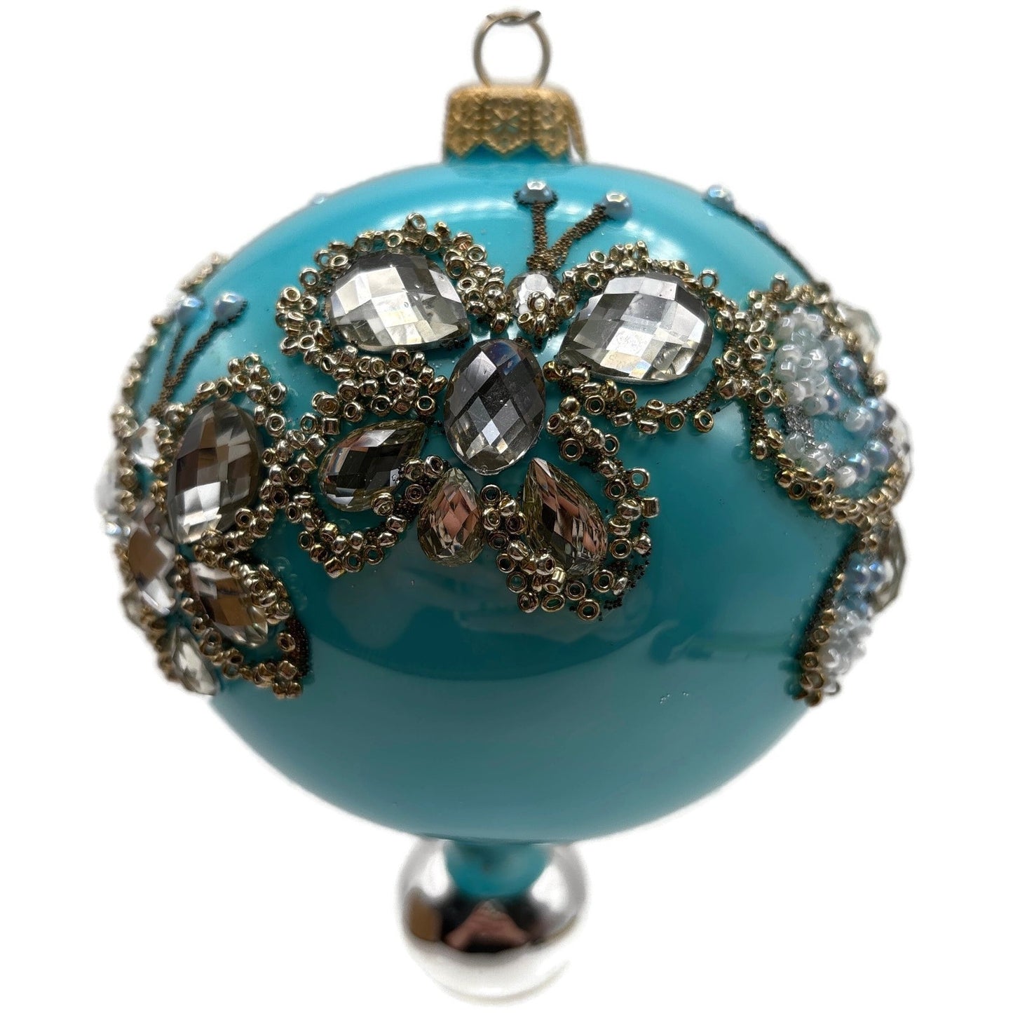 Heartfully Yours Butterfly Hanging on the Summer Sky Blue Christmas Ornament