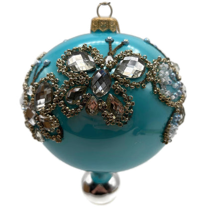Heartfully Yours Butterfly Hanging on the Summer Sky Blue Christmas Ornament