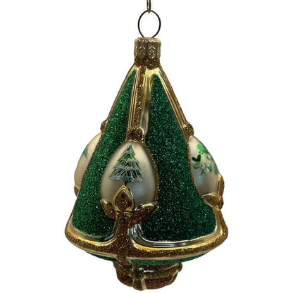 Patricia Breen Ornament Perchins Tree Green Holly Poinsettia Christmas Tree