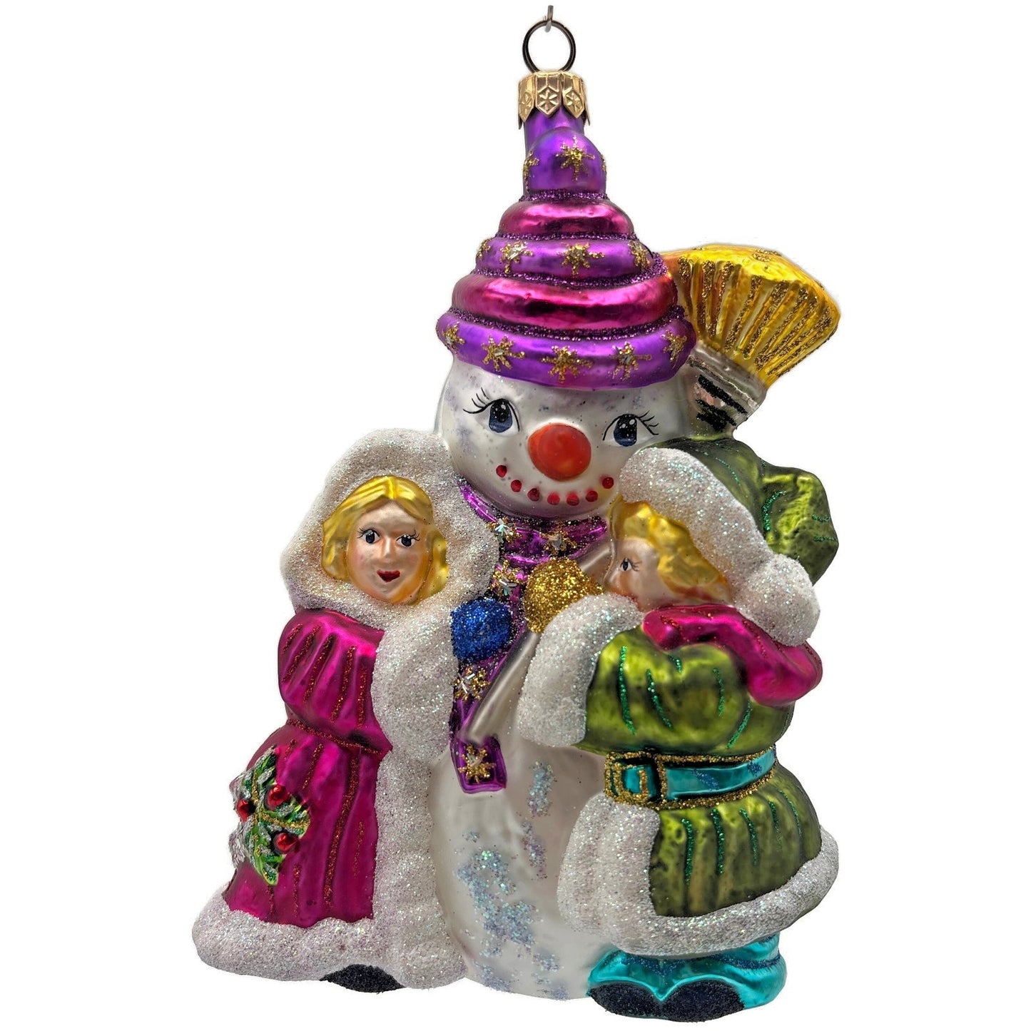 Larry Fraga Love That Snowman Winter Fun Glitter Glass Christmas Tree Ornament