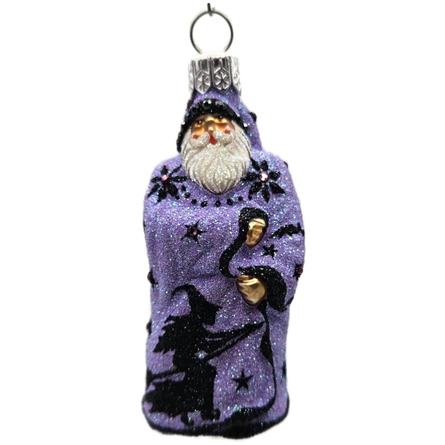 Patricia Breen Mini Redoute Santa Lavender Witch Glass Halloween Ornament 2426