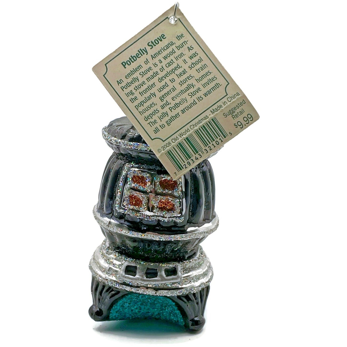 Old World Christmas 2008 Potbelly Stove Black Americana OWC Ornament Decoration