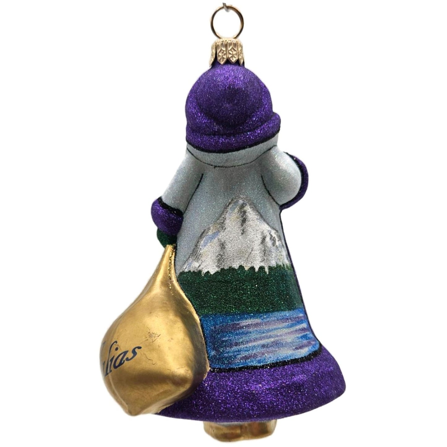 Glitterazzi Portland Santa Roses Joy To The World Glass Christmas Tree Ornament