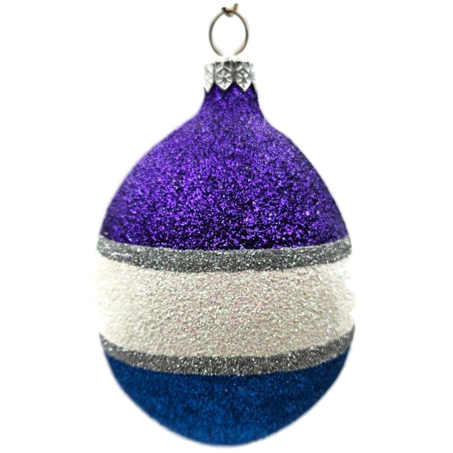 Patricia Breen Egg Blue White Purple Striped Easter Christmas Tree Ornament TCS