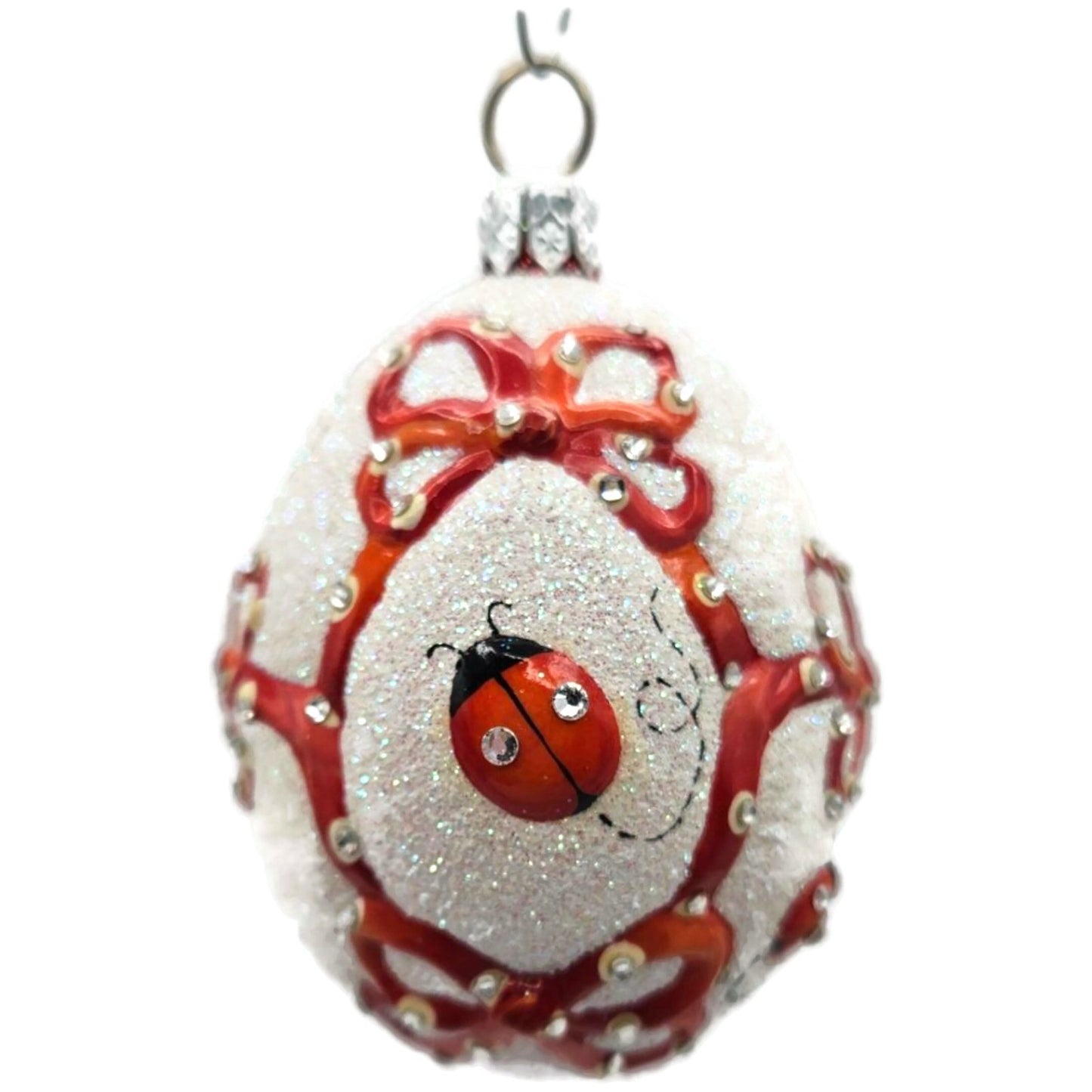 Patricia Breen Beribboned Egg Ladybugs Red White Easter Christmas Tree Ornament