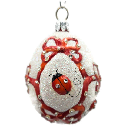 Patricia Breen Beribboned Egg Ladybugs Red White Easter Christmas Tree Ornament