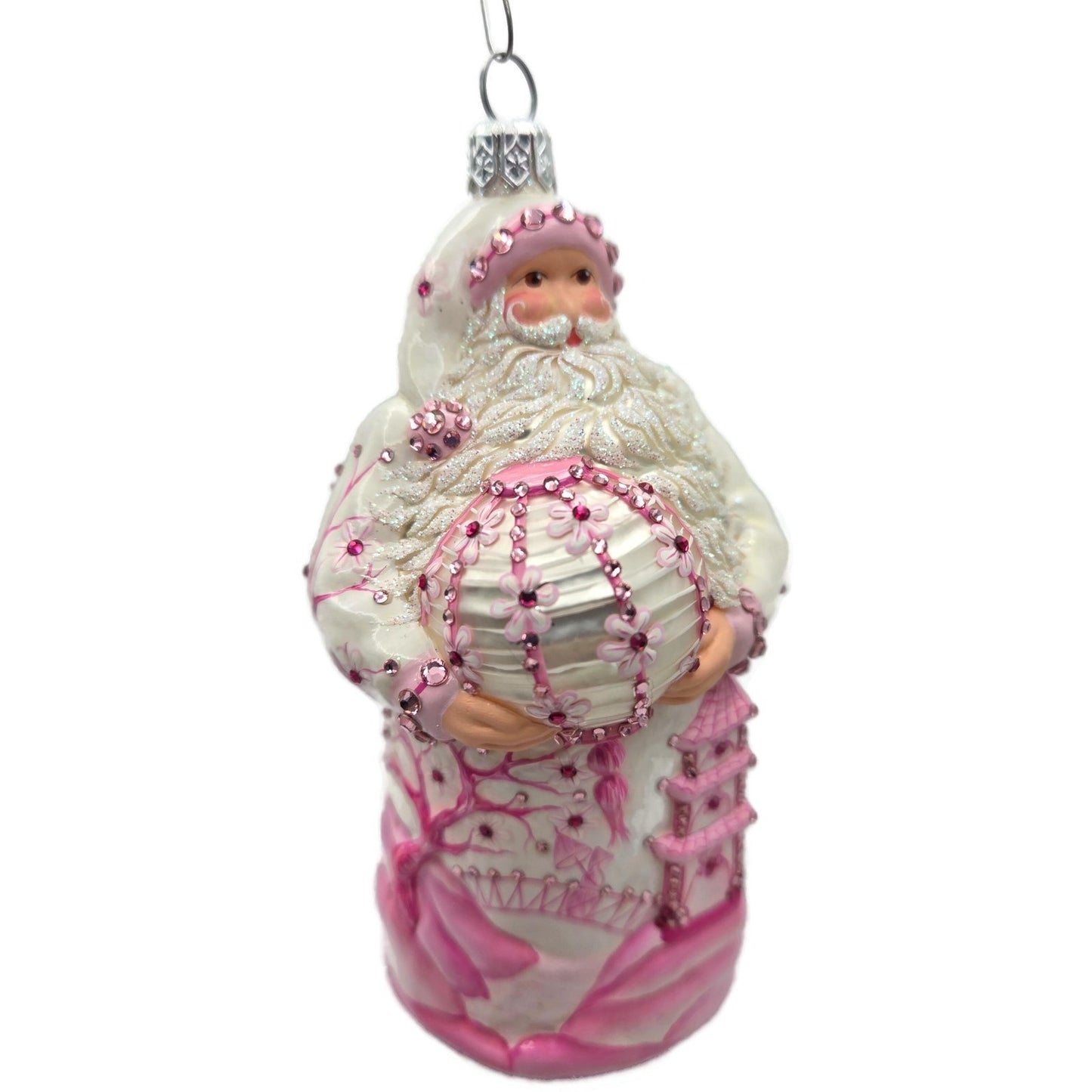 Patricia Breen Exquisite Santa Pink Flower Pagoda Spring Christmas Ornament CATZ