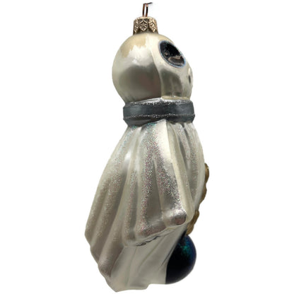 Halloween Ghost Ball Chain White Gold Christmas Ornament Kurt Adler Polonaise