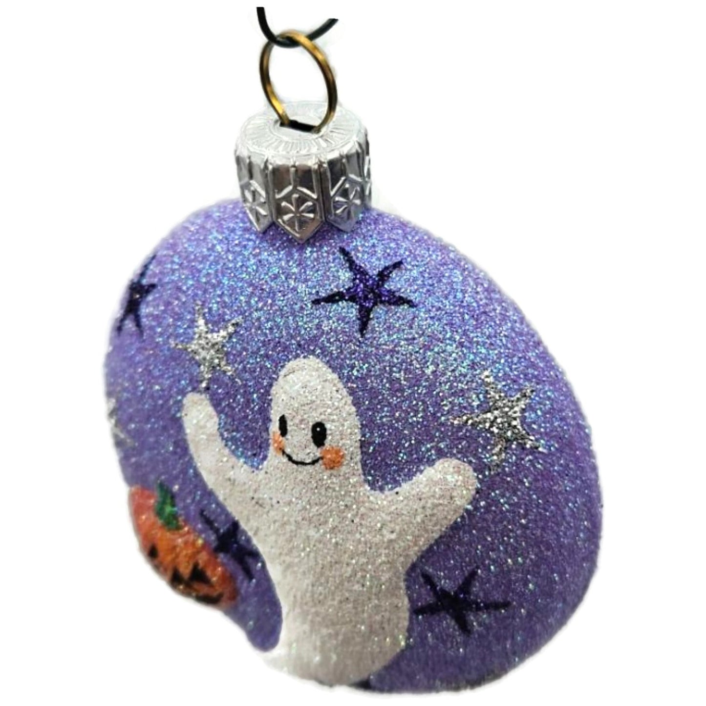 Patricia Breen Ghostly Medallion Violet Pumpkin Stars Halloween Ornament 2226