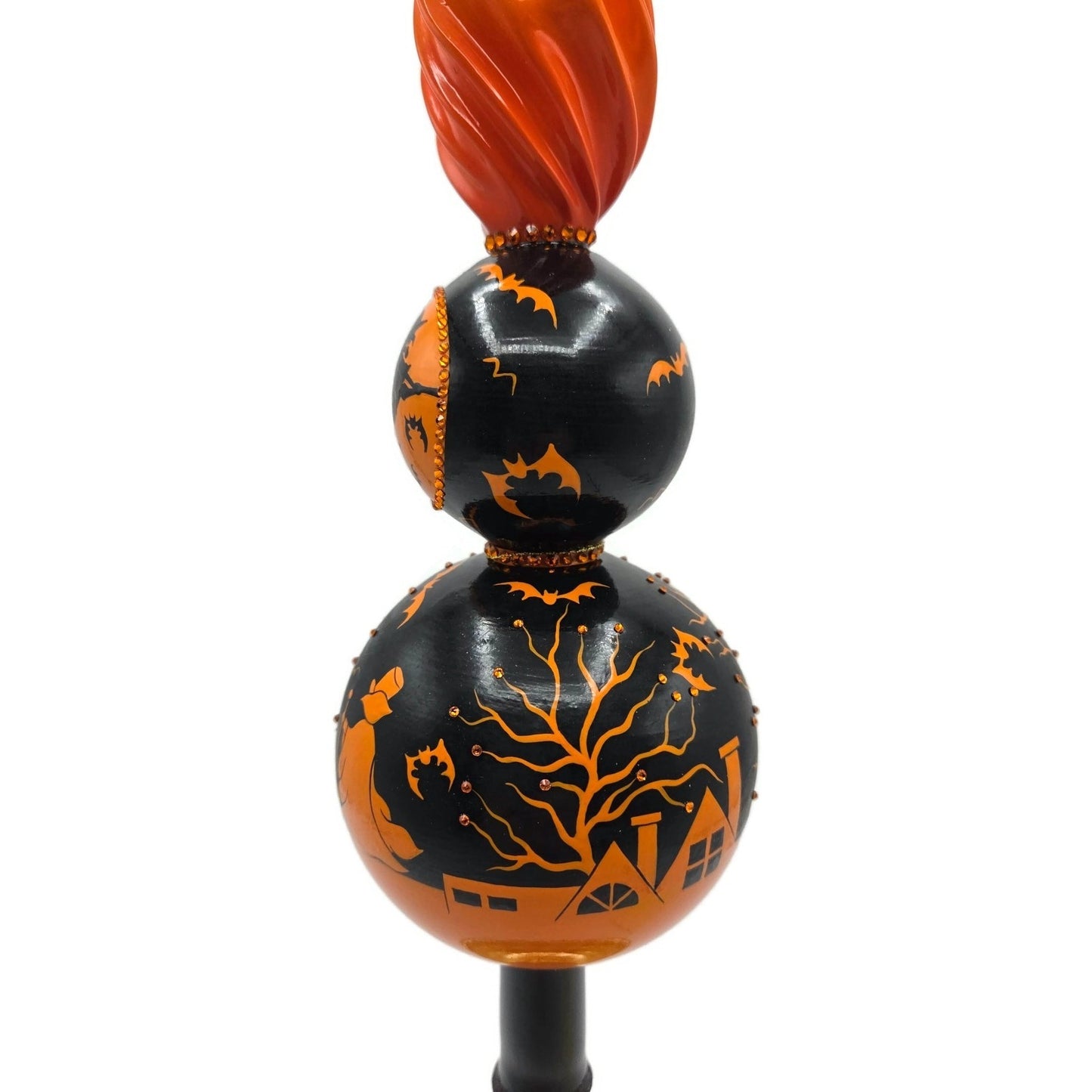 Patricia Breen All Hallows Eve Finial Orange Black Village Halloween Tree Topper