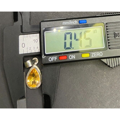 Natural Sunny Citrine Pear Shaped Pendant Yellow Gemstone 925 Sterling Silver