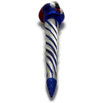 Patricia Breen Spiraling Santa Claus Blue White Christmas Tree Drop Ornament