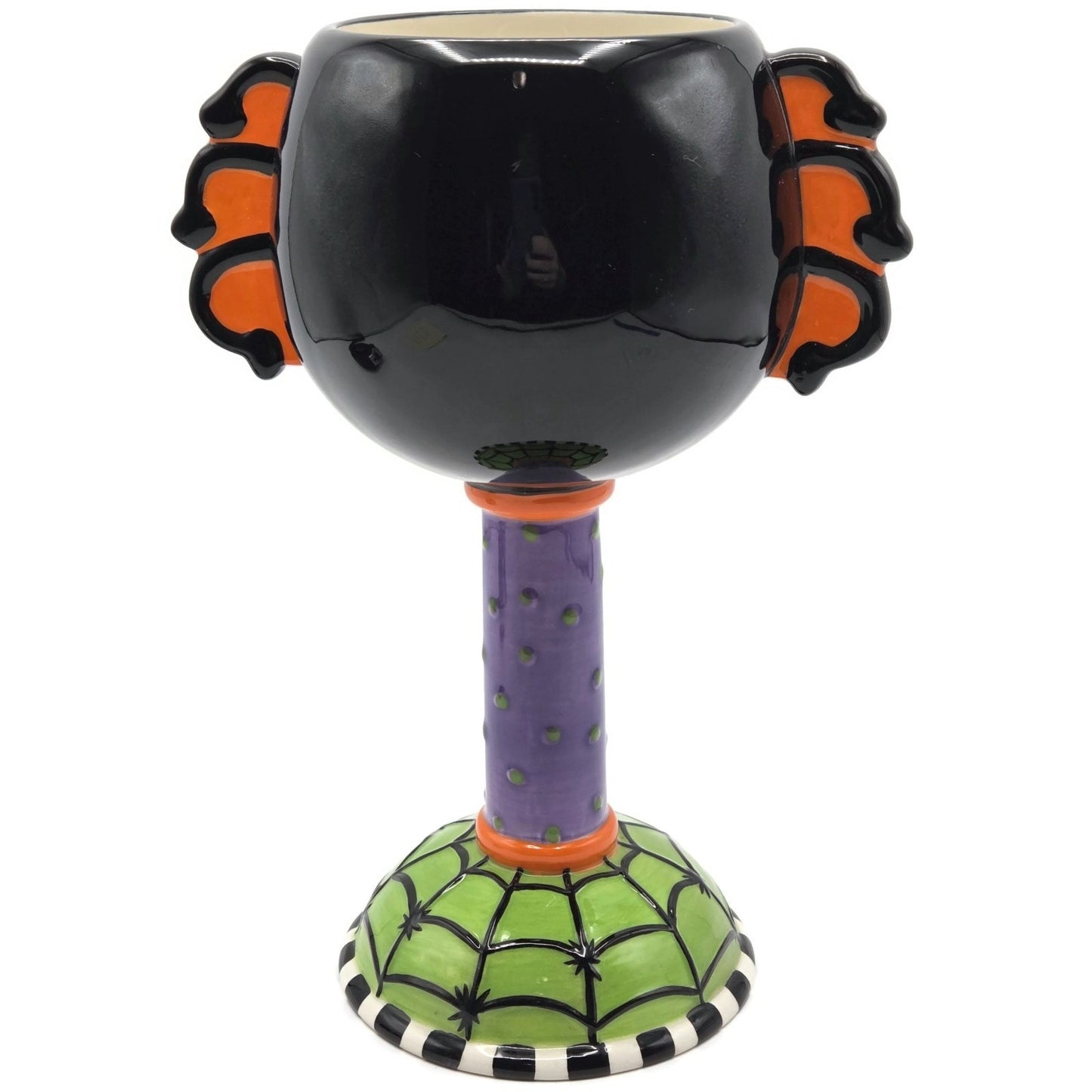Department 56 Halloween Google Eye Black Spider Web Goblet Spooky Party Drink