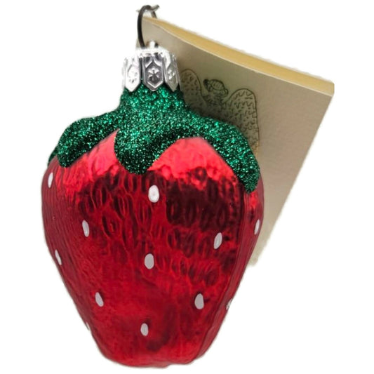 Patricia Breen Frosted Strawberry Red Matte Fruit Spring Christmas Tree Ornament
