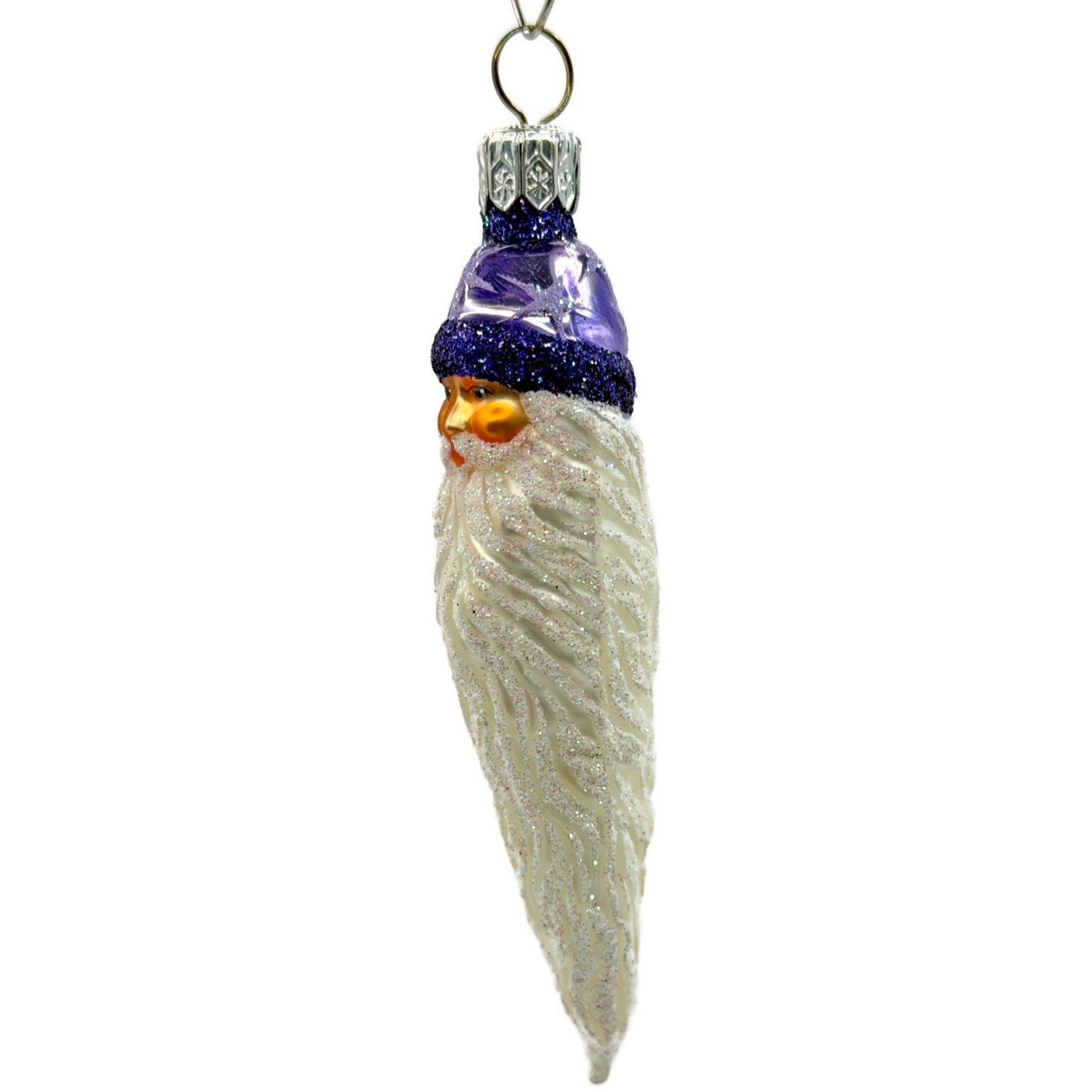 Patricia Breen Stocking Cap Santa Head Purple Stars Christmas Tree Ornament