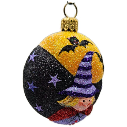 Patricia Breen Halloween Witch Medallion Black Orange Bats Christmas Ornament