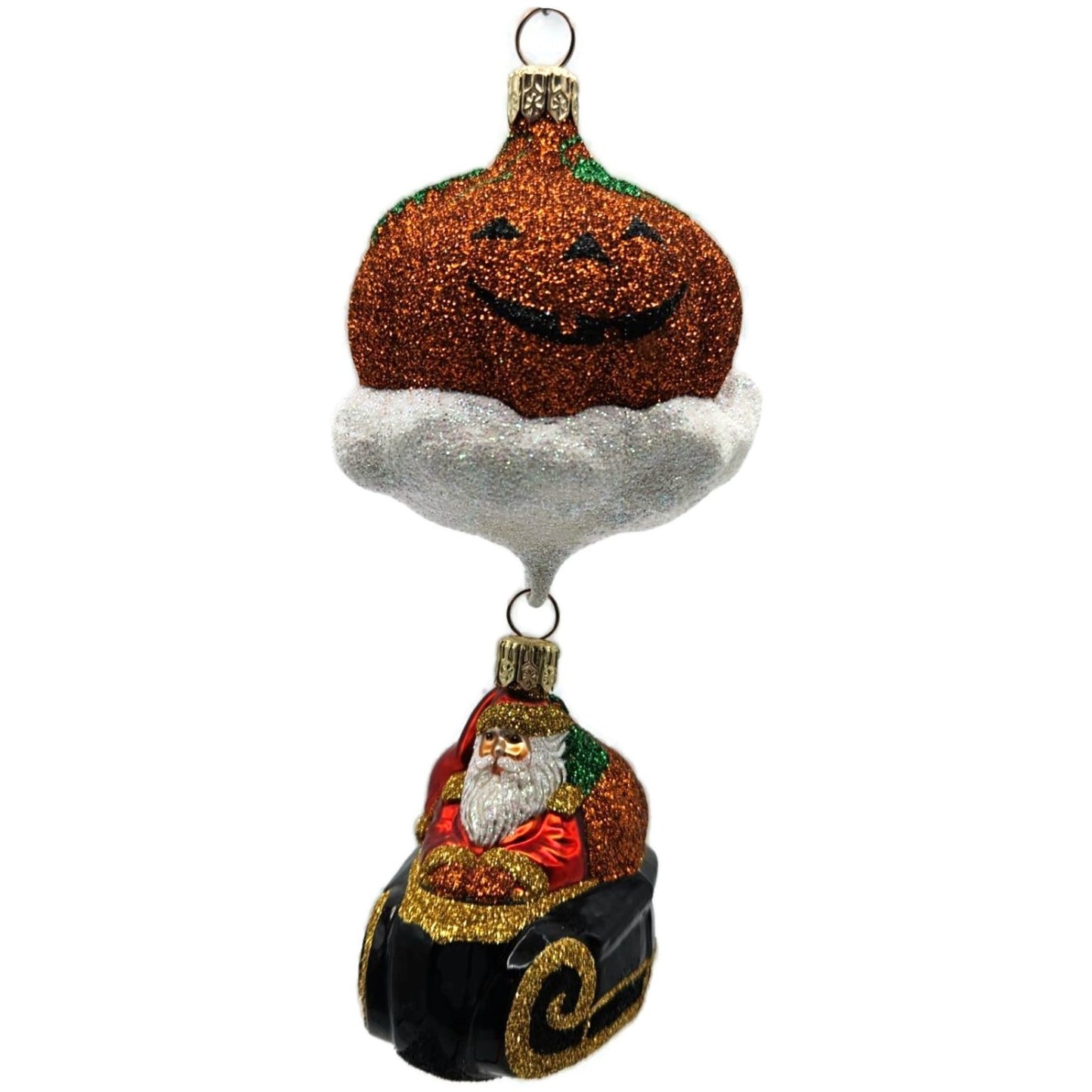 Patricia Breen Night Fright Santa Orange Pumpkins Halloween Christmas Ornament