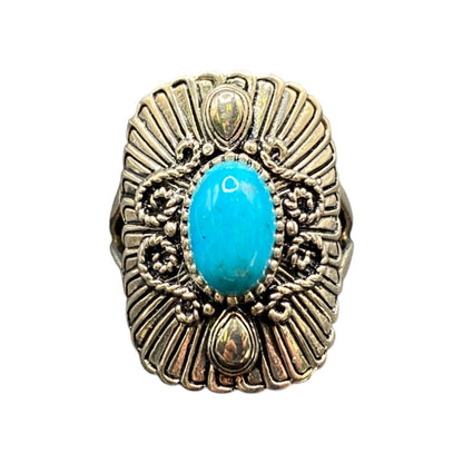 BBJ Ring Sleeping Beauty Turquoise Gemstone Oval 925 Sterling Silver Size 8