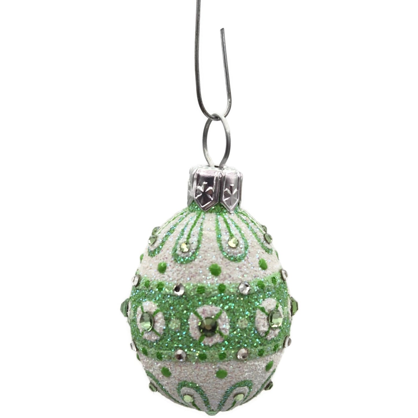 Patricia Breen Miniature Egg Zakopane Green White Swarovski Easter Tree Ornament
