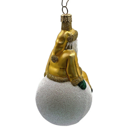 Patricia Breen Snowbound Santa Claus Gold Pearl Snowball Christmas Tree Ornament
