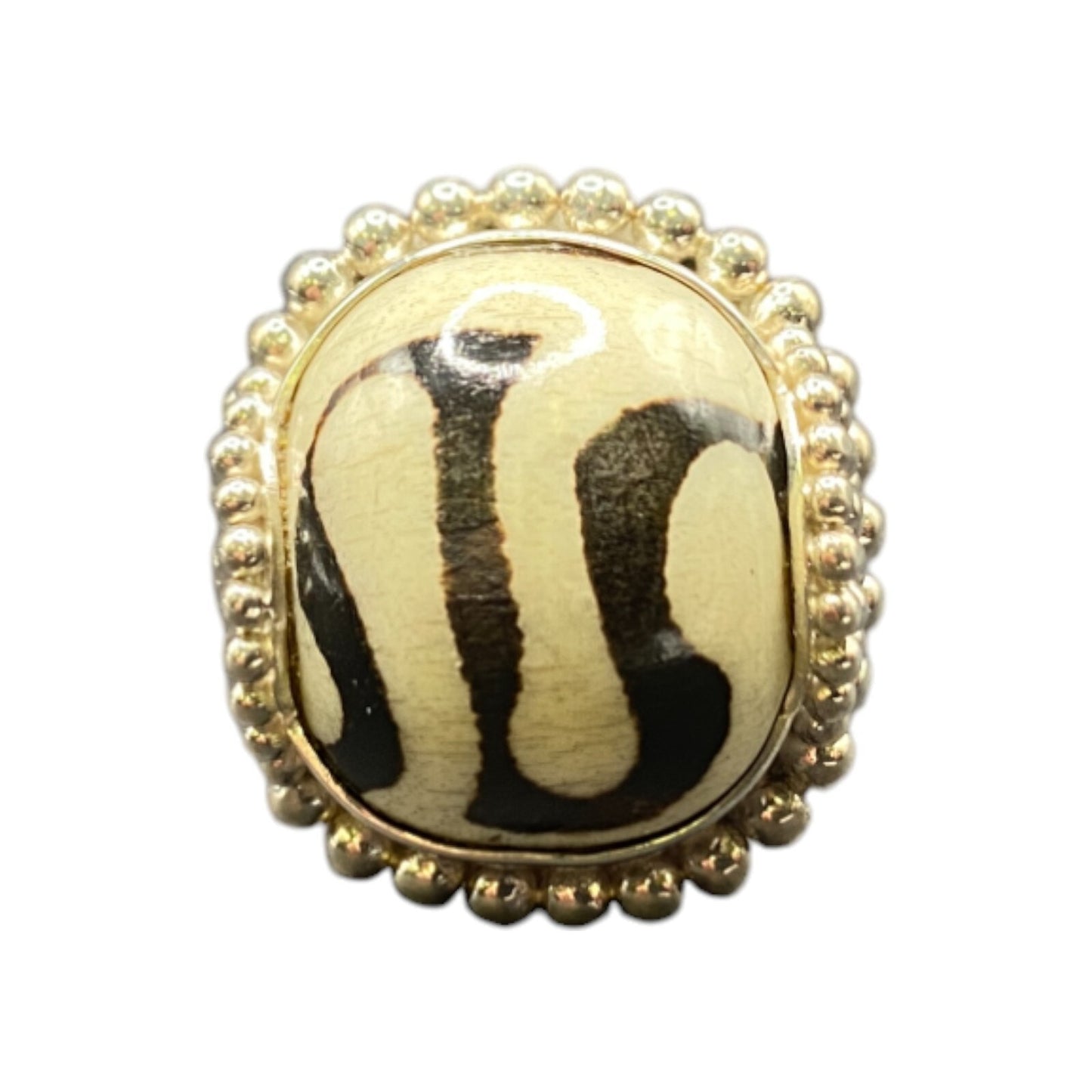 Zebra Jasper Cushion Cut Ring Crystal Sterling Silver Gold Plated Sejan Stamped