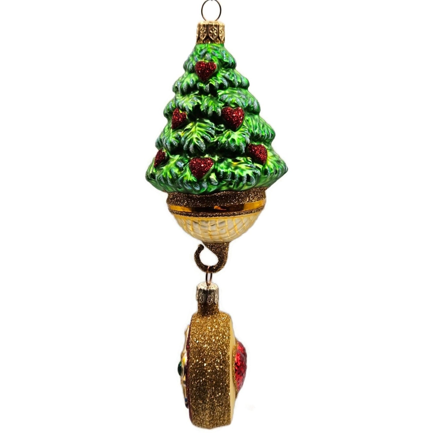 Patricia Breen Five Golden Rings Red Glittered Medallion Christmas Tree Ornament