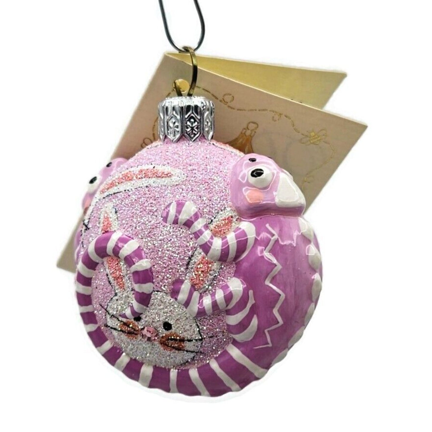 Patricia Breen James Twice Bunnies Chameleon Pink Easter Christmas Tree Ornament