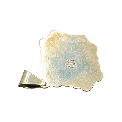 Blue Lace Agate Pendant Stud Earrings Set Marbled Stone 925 Sterling Silver CII