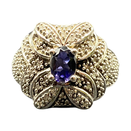 925 Sterling Silver Prong Set Tanzanite Gemstone Ring Made in Thailand Size 8