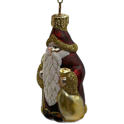 Patricia Breen Ornament Woodland Santa Claus Bordeaux Gold Christmas Tree Decor