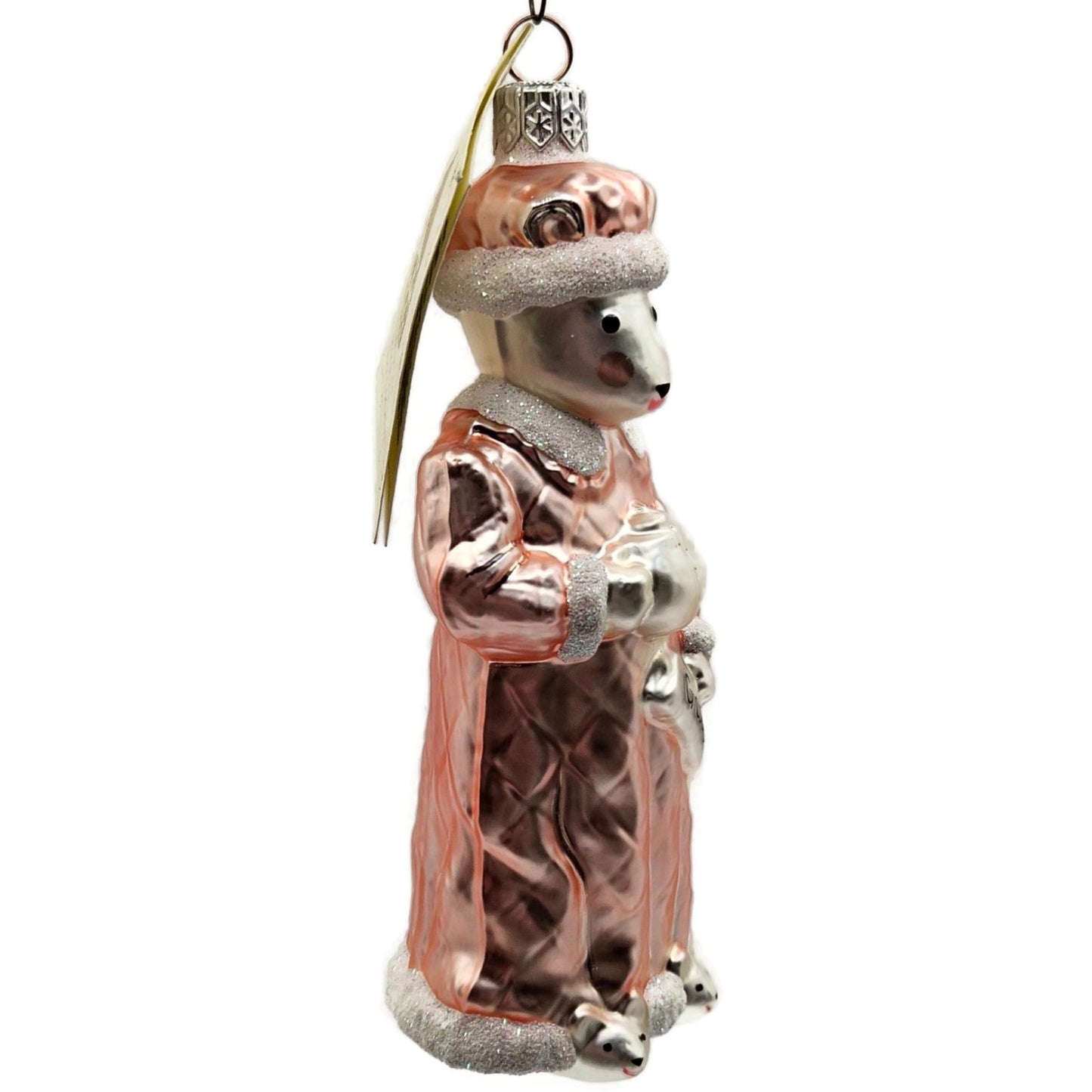 Patricia Breen Mrs Mouse Pink Gazette Hand Blown Glass Christmas Tree Ornament