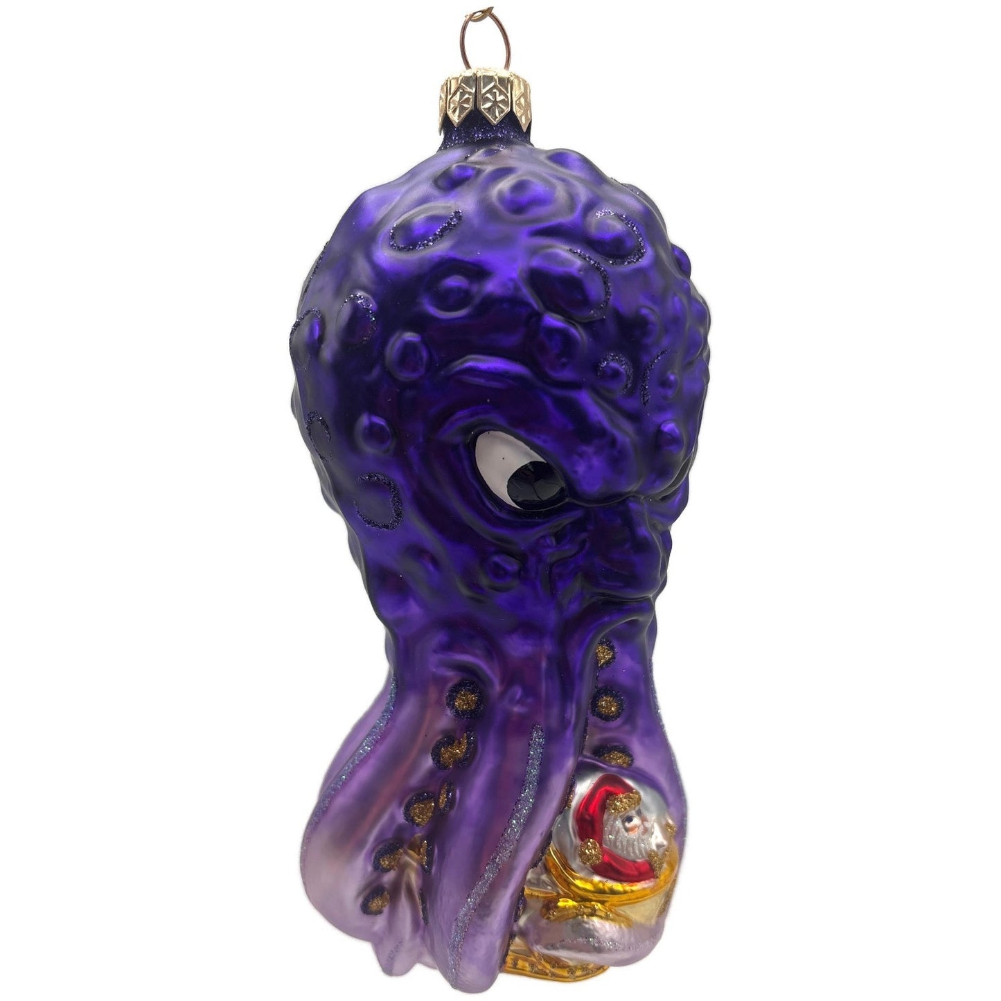 Patricia Breen Help Santa! Purple Octopus Aquatic Summer Christmas Tree Ornament