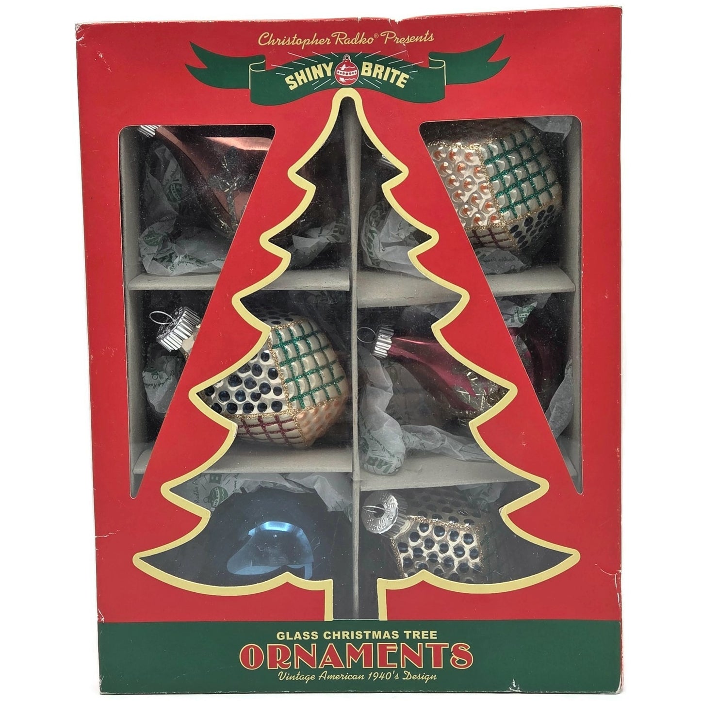 Christopher Radko Shiny Brite Prototype Set Glass Christmas Ornaments Boxed 2012