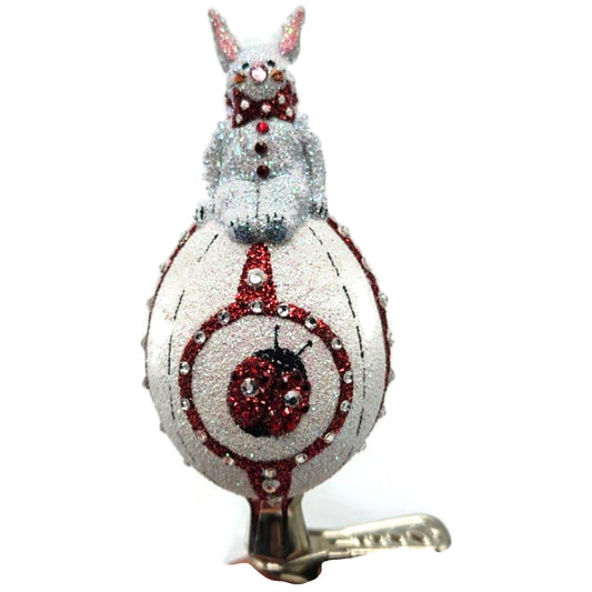 Patricia Breen Sitting Pretty Ladybugs White Red Clip On Easter Holiday Ornament