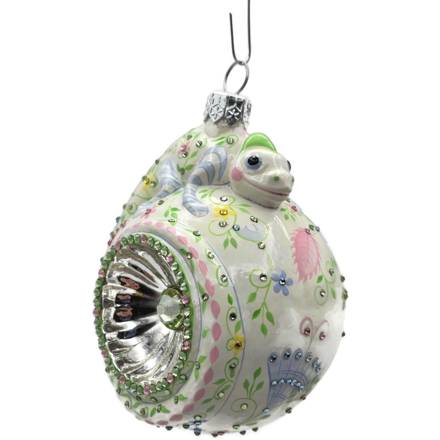 Patricia Breen Happy Holidays Hamish Chameleon Floral Reflector Ornament 3163