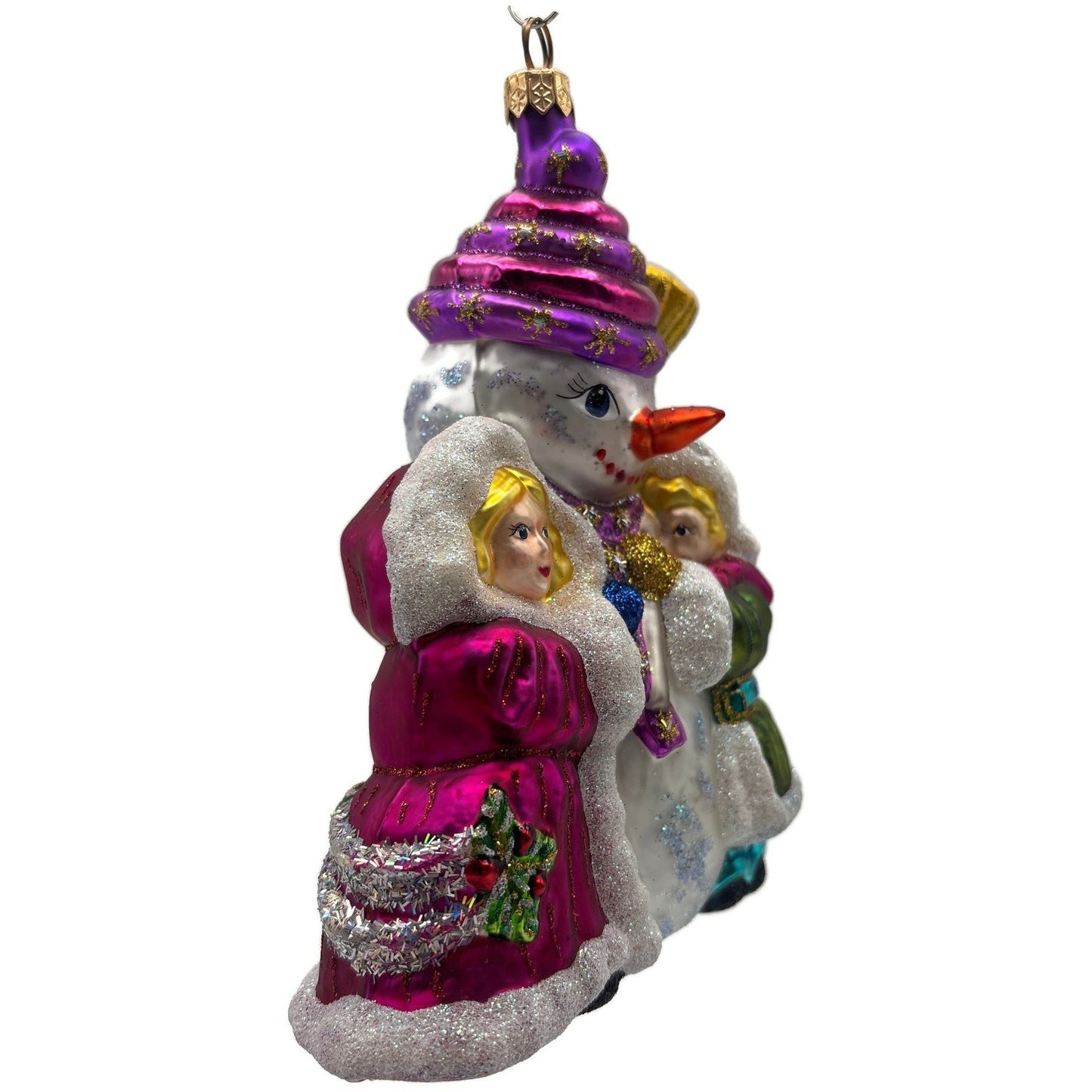 Larry Fraga Love That Snowman Winter Fun Glitter Glass Christmas Tree Ornament
